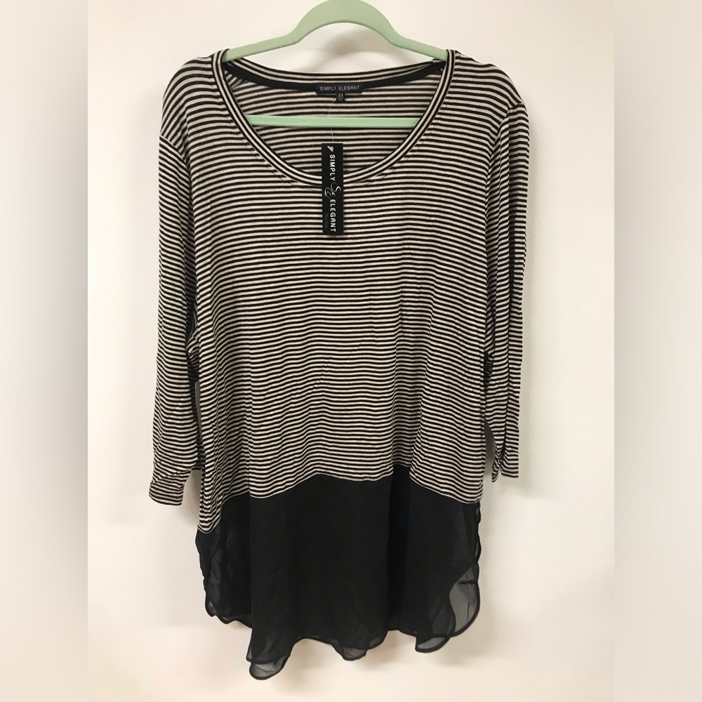 Women's Long Sleeve Round Neck Striped Long Top T Shirt Clothing Blouse Top